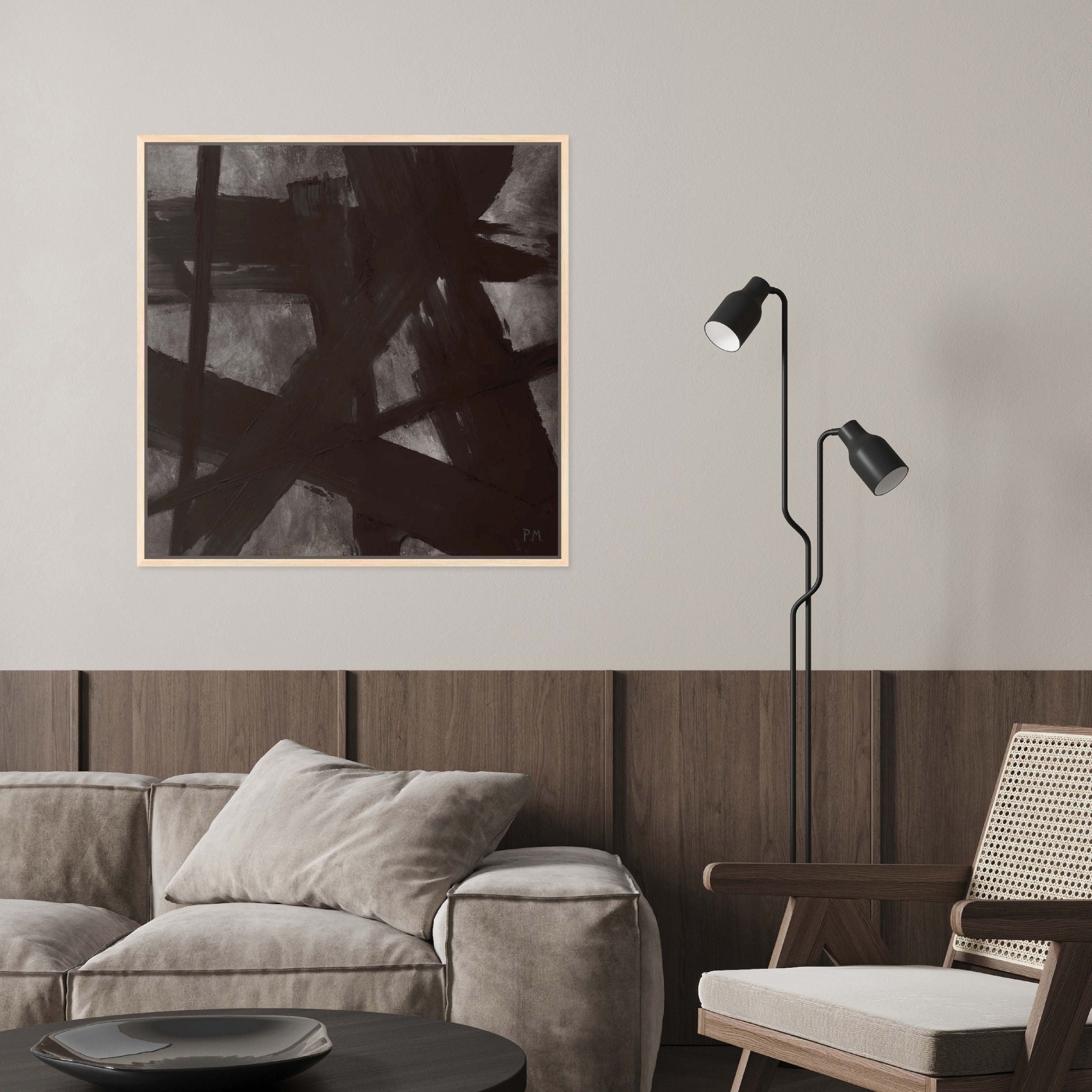 Noir II Square Framed Printed Canvas - Mala Art Co.