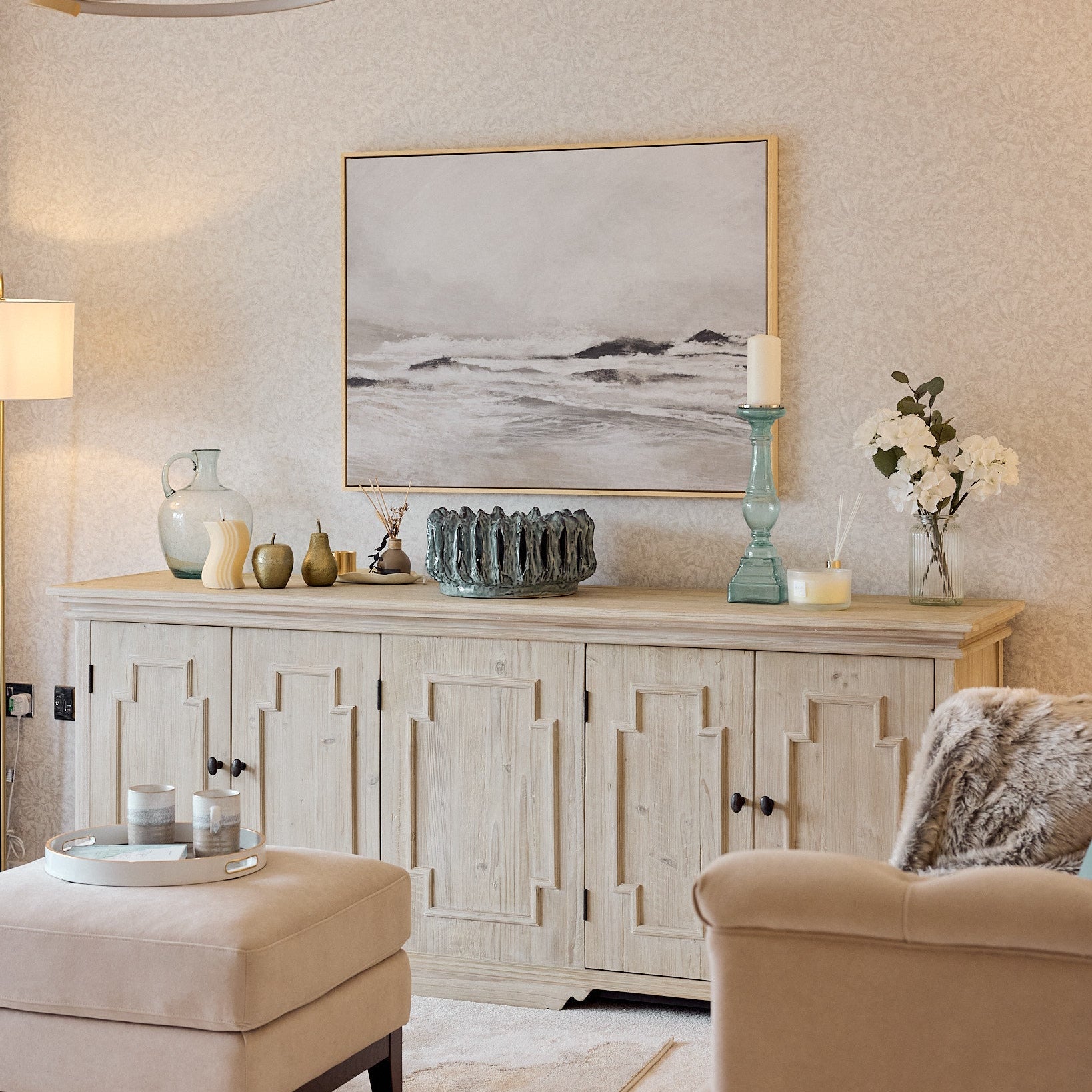 September Coast Landscape Framed Printed Canvas