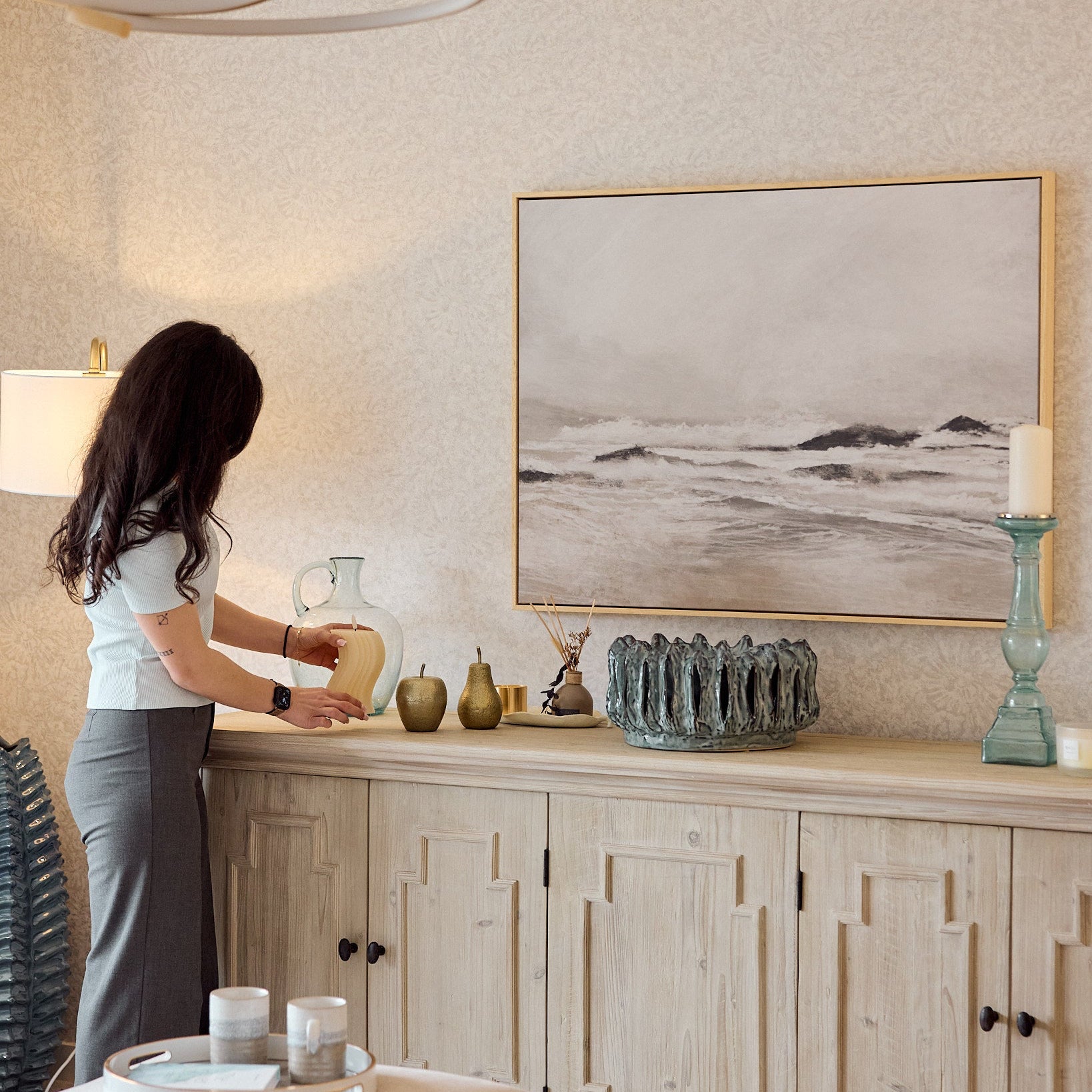 September Coast Landscape Framed Printed Canvas